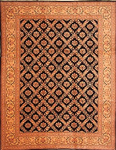 Romania Tabriz Brown Rectangle 9x12 ft Wool Carpet 29625