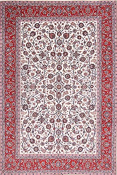 Persian Isfahan White Rectangle 8x11 ft Wool Carpet 29664