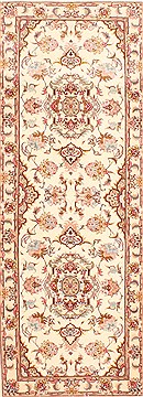 Persian Tabriz Beige Runner 6 to 9 ft Wool Carpet 29729