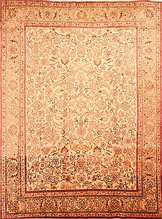 Persian Tabriz Beige Rectangle 10x13 ft Wool Carpet 29764