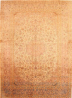 Persian Kashan Brown Rectangle 10x13 ft Wool Carpet 29794