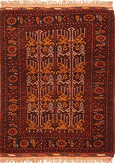 Afghan Kunduz Red Rectangle 3x4 ft Wool Carpet 29812