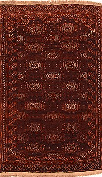 Afghan Bokhara Brown Rectangle 4x6 ft Wool Carpet 29816