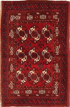 Afghan Bokhara Red Rectangle 4x6 ft Wool Carpet 29880