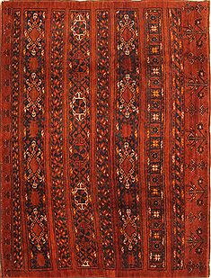 Afghan Kurdi Red Rectangle 4x6 ft Wool Carpet 29881