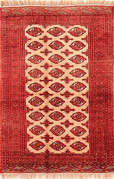Turkish Turkman Red Rectangle 4x6 ft Wool Carpet 29887