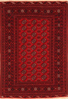 Afghan Bokhara Red Rectangle 4x6 ft Wool Carpet 29893