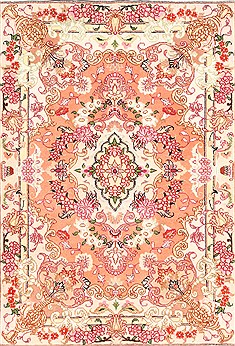 Persian Tabriz Beige Rectangle 2x3 ft Wool Carpet 29906