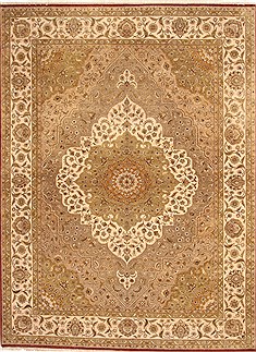 Indian Haji Jalili Beige Rectangle 9x12 ft Wool Carpet 29912