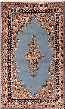 Persian Kerman Blue Rectangle 5x8 ft Wool Carpet 29947