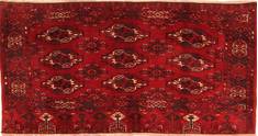 Turkman Red Hand Knotted 2'6" X 5'5"  Area Rug 100-30014