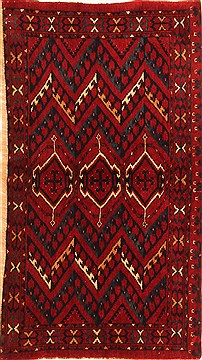 Kunduz Red Hand Knotted 3'5" X 5'8"  Area Rug 100-30037