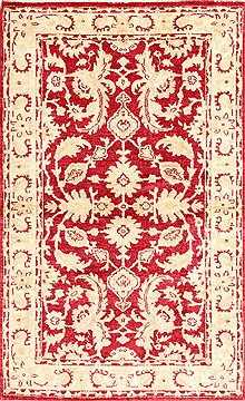 Pishavar Red Hand Knotted 3'1" X 5'0"  Area Rug 254-30060