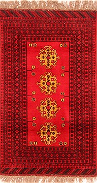 Afghan Kizalayak Red Rectangle 3x5 ft Wool Carpet 30132