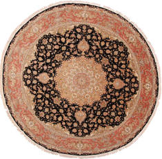 Persian Tabriz Beige Round 9 ft and Larger Wool Carpet 30145