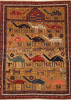 Chinese Kazak Brown Rectangle 6x9 ft Wool Carpet 30195