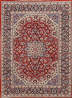 Isfahan Red Hand Knotted 6'5" X 8'9"  Area Rug 255-30208