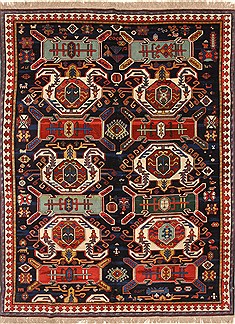 Chinese Kazak Black Rectangle 7x9 ft Wool Carpet 30211
