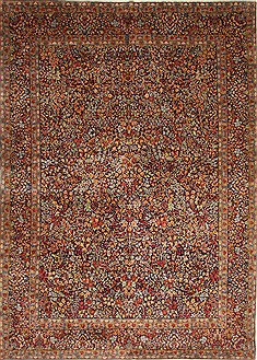 Persian Kerman Green Rectangle 11x16 ft Wool Carpet 30223