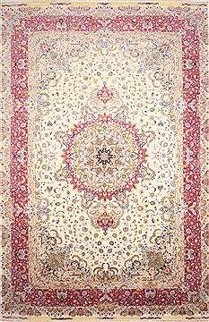 Persian Tabriz Beige Rectangle 13x20 ft and Larger Wool Carpet 30296