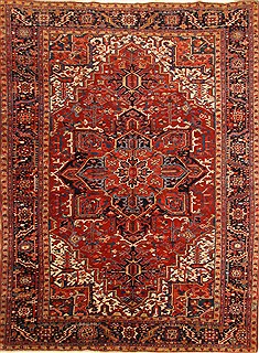 Persian Heriz Red Rectangle 9x12 ft Wool Carpet 30311