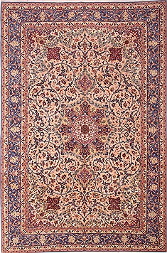 Persian Isfahan Beige Rectangle 7x10 ft Wool Carpet 30326