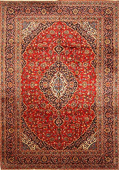 Persian Kashan Red Rectangle 11x16 ft Wool Carpet 30461