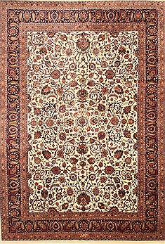 Persian Mashad Beige Rectangle 11x16 ft Wool Carpet 30468