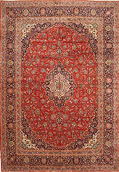 Persian Kashan Red Rectangle 11x16 ft Wool Carpet 30476