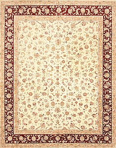 Chinese Tabriz Beige Rectangle 12x15 ft Wool Carpet 30537