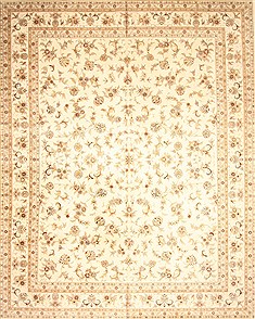 Chinese Tabriz Beige Rectangle 12x15 ft Wool Carpet 30640