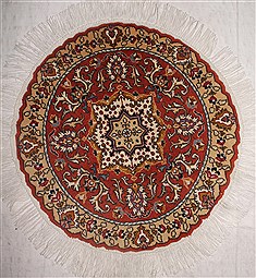 Persian Tabriz Brown Round 4 ft and Smaller Wool Carpet 30642