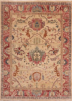 Indian Oushak Yellow Rectangle 8x11 ft Wool Carpet 30696