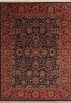 Indian Jaipur Black Rectangle 9x12 ft Wool Carpet 30749