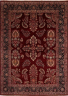 Indian sarouk Red Rectangle 9x12 ft Wool Carpet 30755
