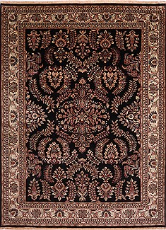 Indian sarouk Black Rectangle 9x12 ft Wool Carpet 30761