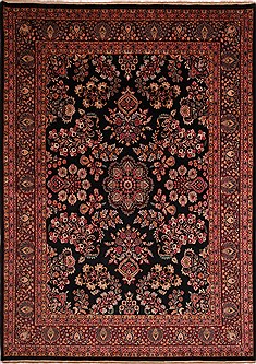 Indian sarouk Black Rectangle 9x12 ft Wool Carpet 30763