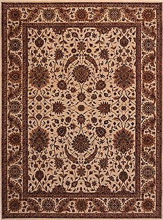 Indian sarouk Beige Rectangle 9x12 ft Wool Carpet 30780