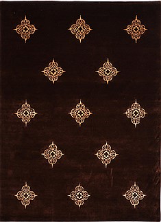 Indian Indo-Tibetan Brown Rectangle 9x12 ft Wool Carpet 30826