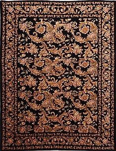 Indian Indo-Tibetan Black Rectangle 9x12 ft Wool Carpet 30838