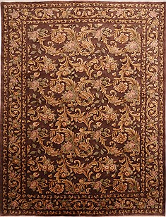 Indian Indo-Tibetan Brown Rectangle 9x12 ft Wool Carpet 30841