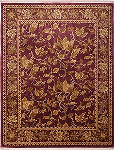 Indian Indo-Tibetan Red Rectangle 9x12 ft Wool Carpet 30846