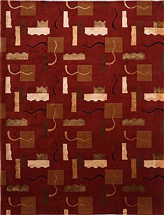 Indo-Tibetan Red Hand Knotted 9'3" X 12'1"  Area Rug 301-30861