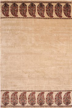 Indian botemir Beige Rectangle 8x11 ft Wool Carpet 30863