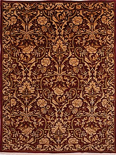 Indian Indo-Tibetan Red Rectangle 9x12 ft Wool Carpet 30869
