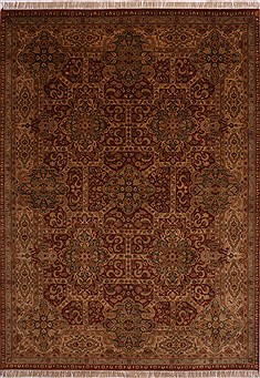Indian Jaipur Red Rectangle 10x14 ft Wool Carpet 30880
