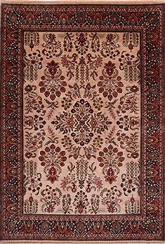 Indian sarouk Beige Rectangle 10x14 ft Wool Carpet 30891