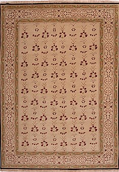 Indian Jaipur Beige Rectangle 10x13 ft Wool Carpet 30926