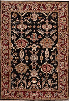 Indian Jaipur Black Rectangle 10x13 ft Wool Carpet 30927