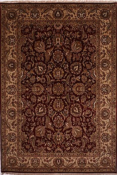 Indian Jaipur Red Rectangle 10x14 ft Wool Carpet 30931